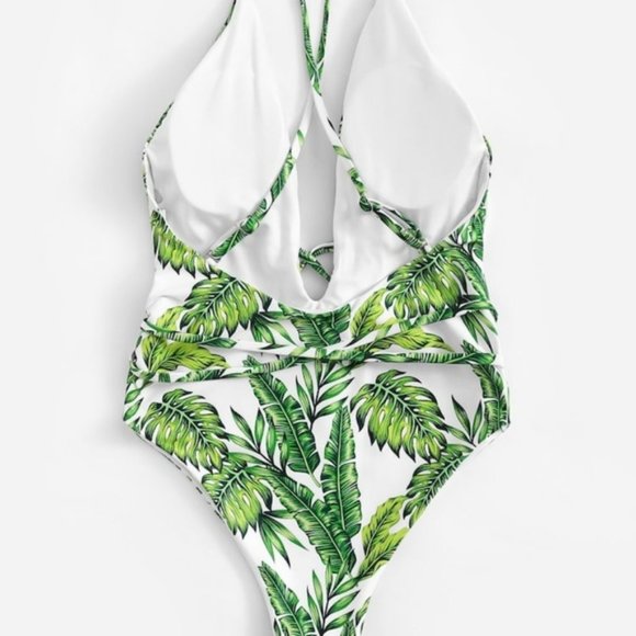 NEW Tropical One-Piece Bathing Suit, Size L - Picture 2 of 4